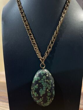 Green and Black Statement Pendant Necklace